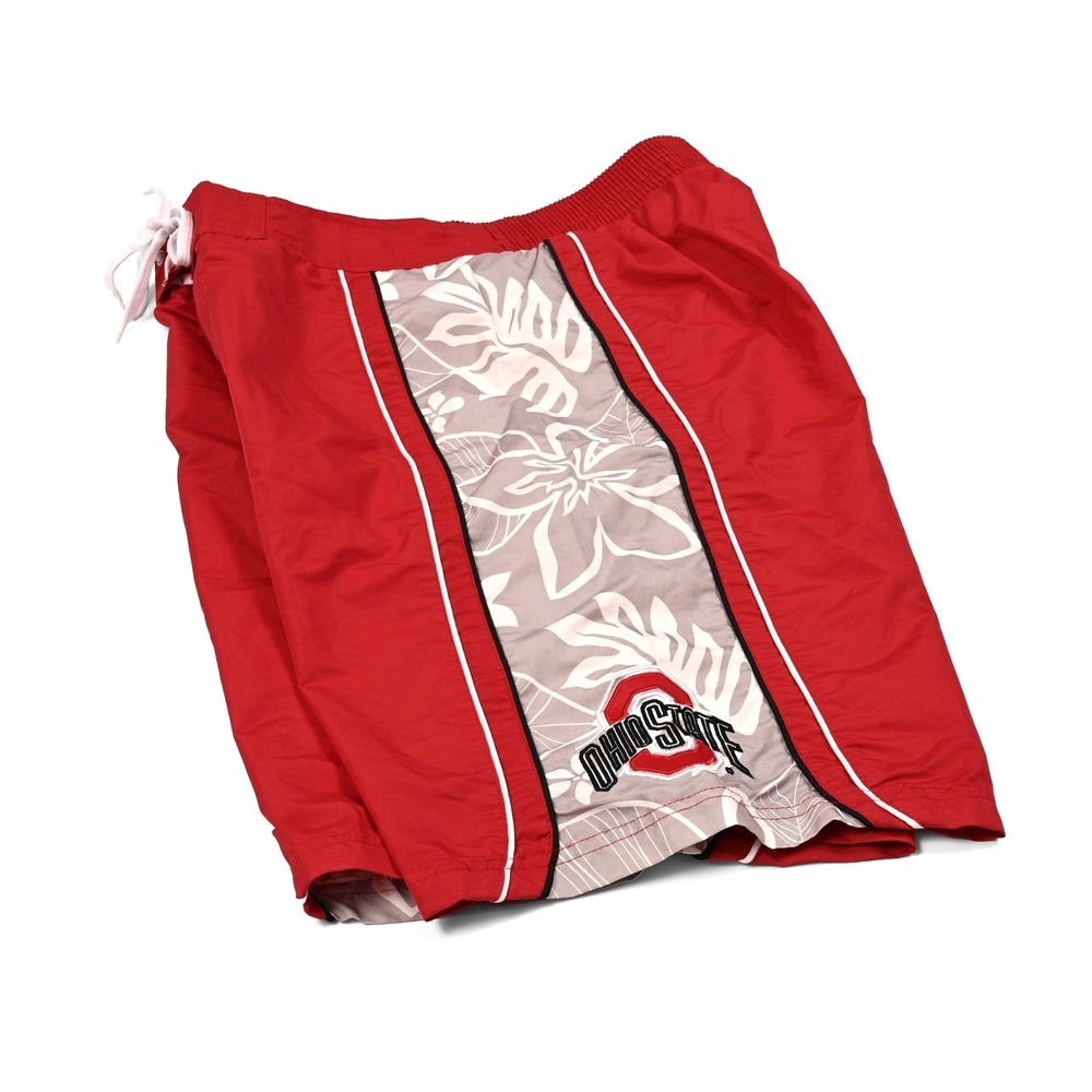 Ohio State Buckeyes Hawaiian Floral Print Men Large Swim Shorts Embroidered Logo